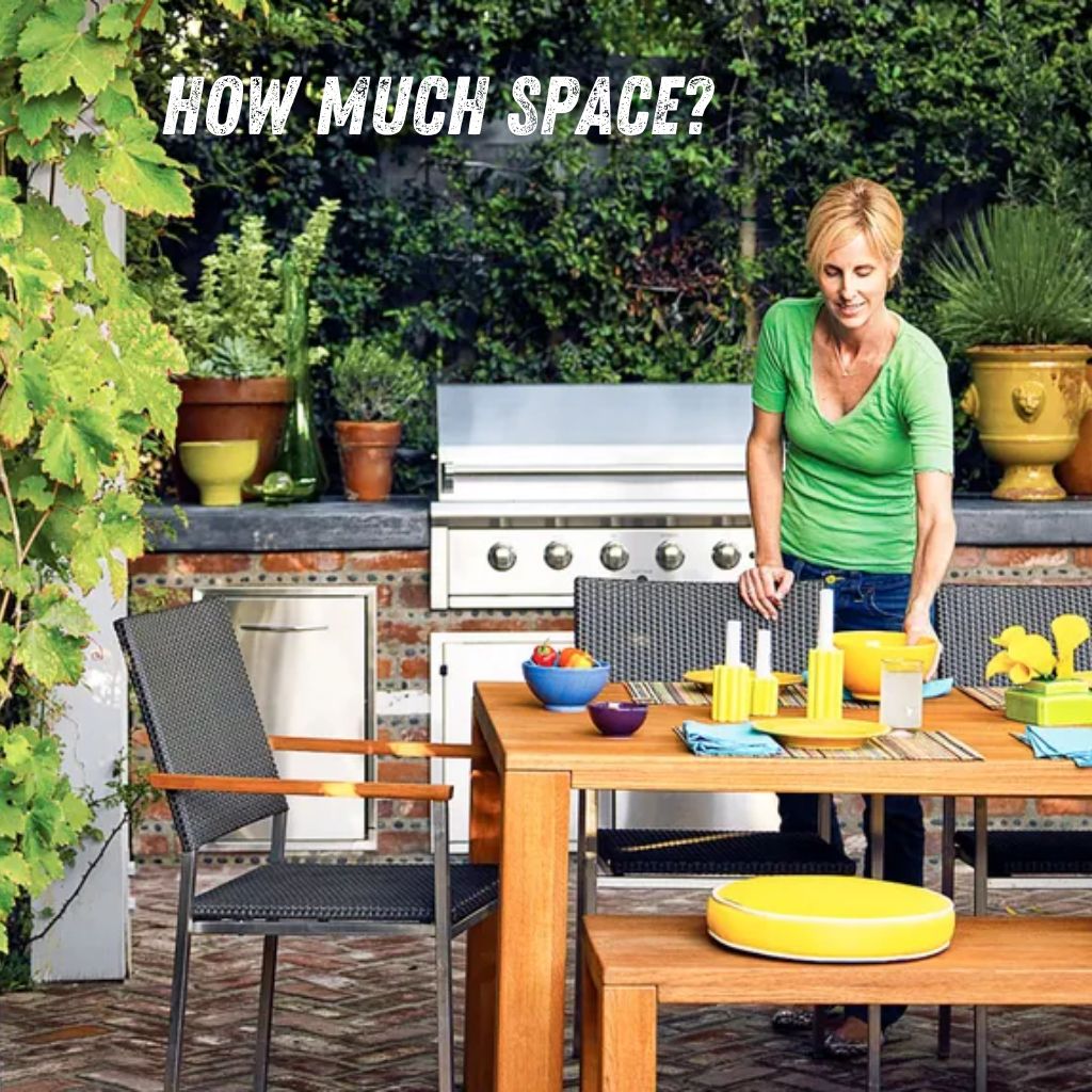 How much space is needed for an outdoor kitchen?